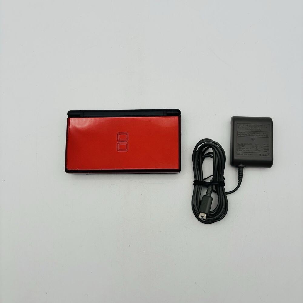 Nintendo DS Lite USG-001 Crimson Red Tested Works With Charger And Stylus